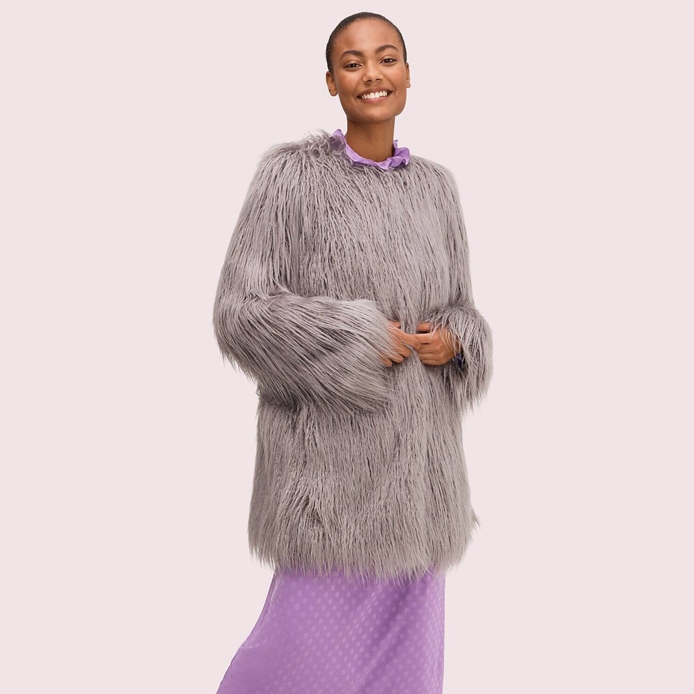 Kate Spade New York Shadowfrost Faux Fur Coat